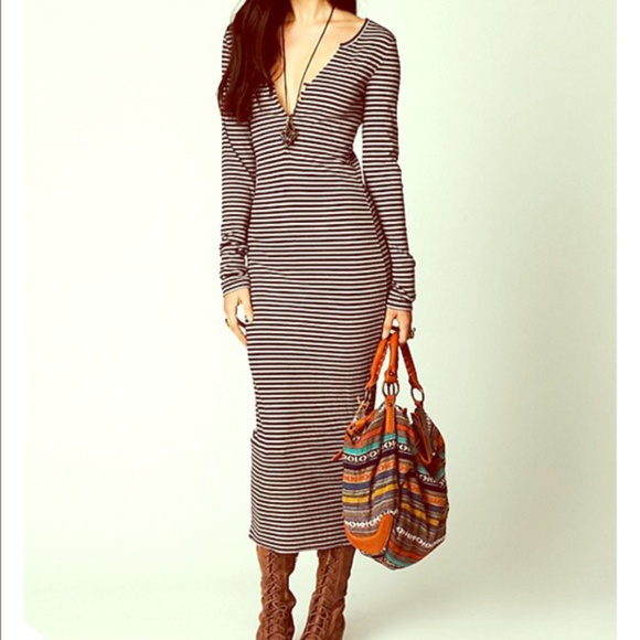 Free People Dresses & Skirts - FP Beach Black White Stripe Costas Maxi Dress XS